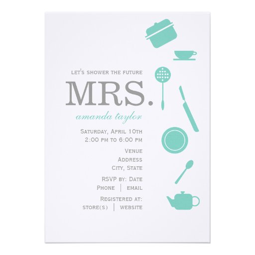 Monogram Blue Bridal Shower Invitations