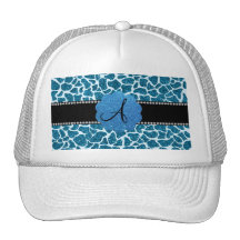 Monogram blue glitter giraffe print hats