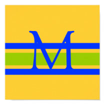 Monogram Blue Green Yellow Wall Art Canvas posters by monogramgallery Monogram Blue Green Yellow Wall Art Canvas posters