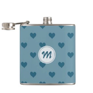 Monogram: Blue Heart Flask