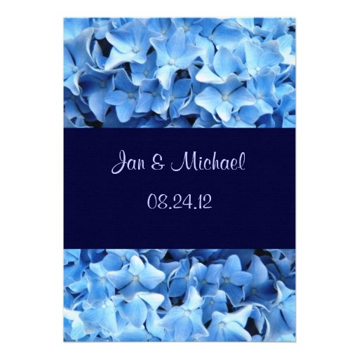 Monogram Blue Hydrangea Wedding Invitation