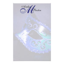 Monogram Blue Masquerade Wedding Stationery