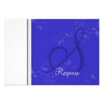 Monogram Blue & Silver Wedding Response RSVP Personalized Announcement