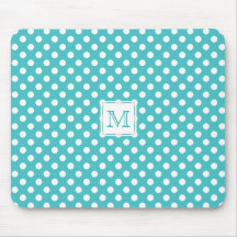 Monogram: Blue & White Polka-Dot Mousepad