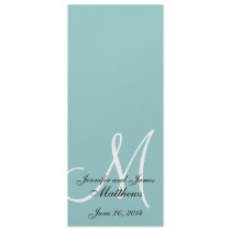 Monogram Blue White Wedding Church Program Personalized Invitation