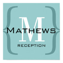 Monogram Blue White Wedding Reception Sign posters