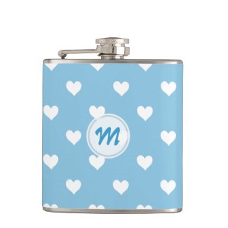 Monogram: Blue With White Heart Flask