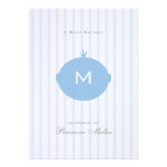 Monogram Boy Baby Shower Invitation - Blue & White