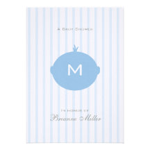 Monogram Boy Baby Shower Invitation - Blue & White
