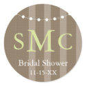 Monogram Bridal Shower Sticker - Green sticker