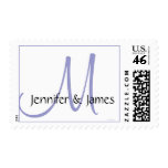 Monogram Bride Groom Lilac White Postage