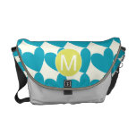 Monogram Bright Aqua Heart Chartreuse  Pattern messenger bags
