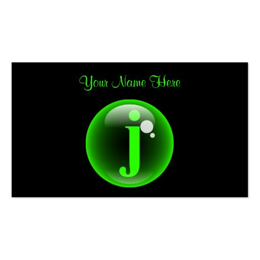Monogram Bubble J Business Card Templates (front side)