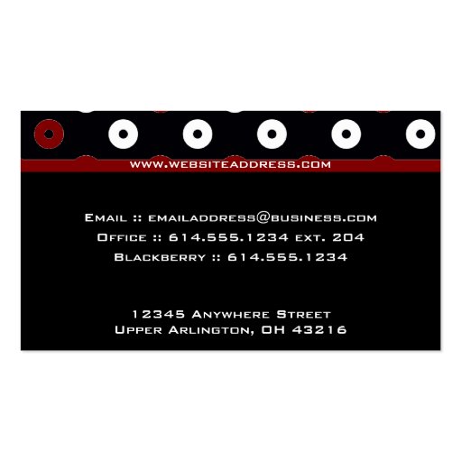 Monogram Business Card :: Black, White & Red (back side)