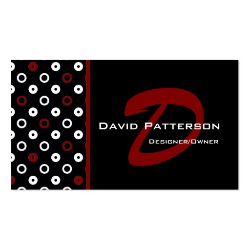 Monogram Business Card :: Black, White & Red (front side)