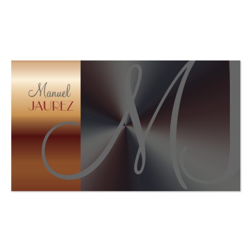 Monogram Business Card faux copper/brushed steel