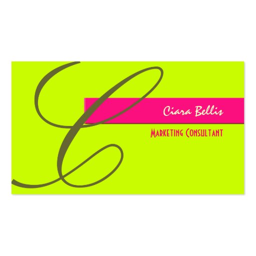 Monogram business cards, bold colors (front side)