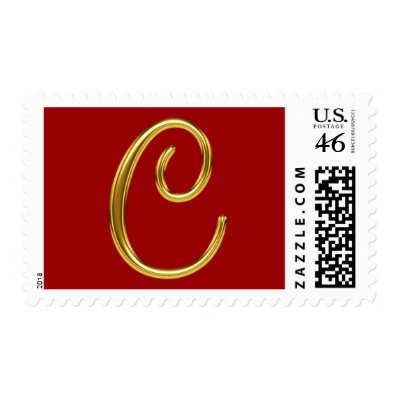 Monogram C Gold Postage Stamps