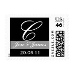 Monogram C Wedding Black White USPS Postage