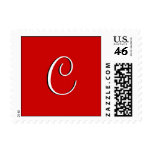 Monogram C Wedding Red White Black Postage Stamp