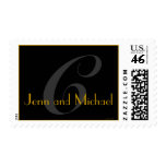 Monogram C Wedding Stamp Names Black & Gold