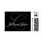 Monogram C Wedding Stamp with Names Grey Black