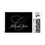 Monogram C Wedding Stamp with Names Grey Black