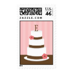 Monogram Cake Custom Wedding Postage Stamp - Pink stamps