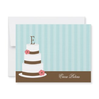 Monogram Cake Thank You Cards - Blue invitation