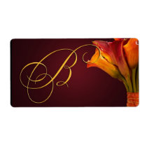 Monogram Calla lily Wedding Stickers labels