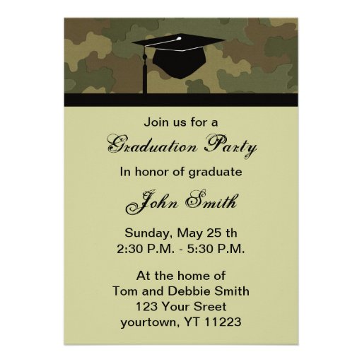 Monogram Camouflage Graduation Party Invitation