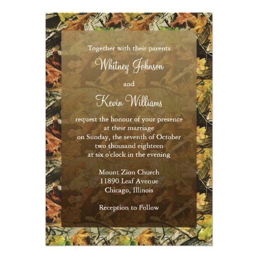 Monogram Camouflage Wedding Invitation