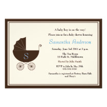 Monogram Carriage Baby Shower Invite - Boy invitations