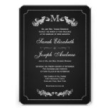 Monogram Chalkboard Formal Wedding Invitations