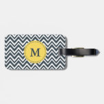 Monogram Charcoal, White and Yellow Zigzag Pattern Bag Tags