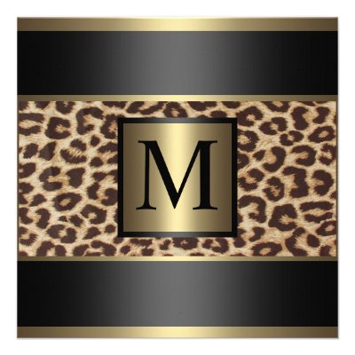 Monogram Cheetah, Leopard Wedding Personalized Announcements