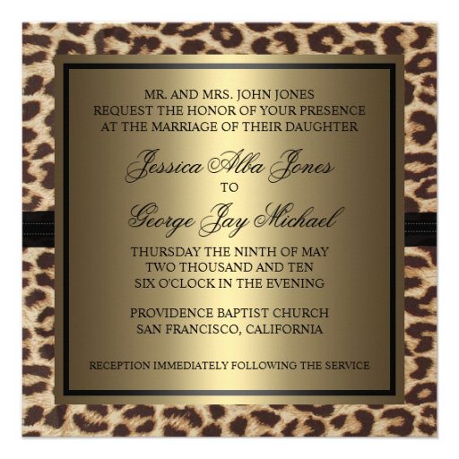 Monogram Cheetah, Leopard Wedding Personalized Announcements