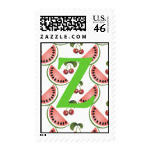 Monogram Cherry Watermelon Postage Stamp Letter Z