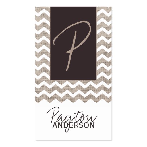 Monogram Chevron Business Card Template (front side)