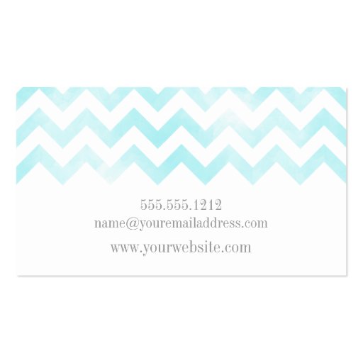 Monogram chevron business cards blue (back side)