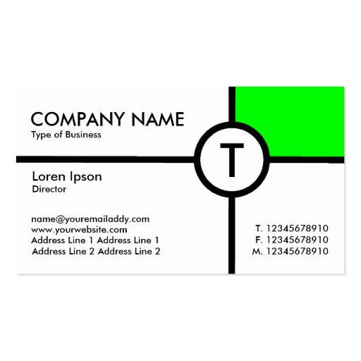 Monogram Circle Cross (Green) - White Business Card Templates