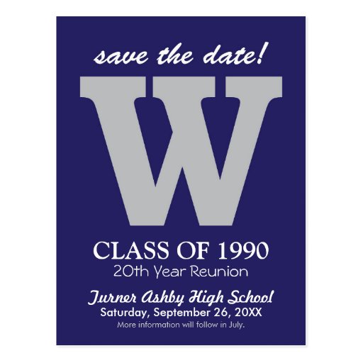 Monogram Class Reunion Save the Date Postcard Zazzle