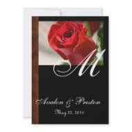 Monogram Classic Rose & Leather Wedding Invitation invitation