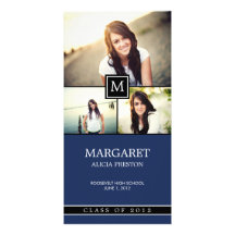 Monogram Collage Graduation Announcement Picture Card