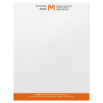 Monogram Color Footer - Orange Letterhead Template