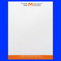 Monogram Color Footer - Orange Letterhead Template