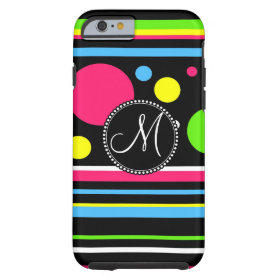 Monogram Colorful Neon Stripes Polka Dots iPhone 6 Tough iPhone 6 Case