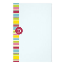 Monogram Colorful Stripes Customizable Stationery