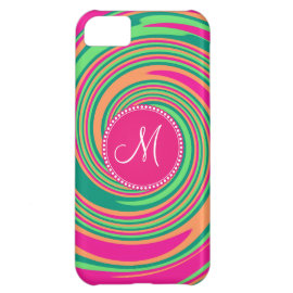 Monogram Coral Hot Pink Green Whirlpool Swirl iPhone 5C Covers