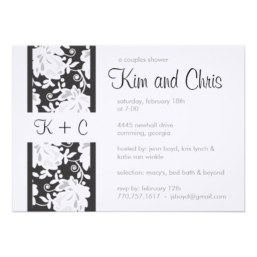 Monogram Couples Shower Invitation | Black & Gray